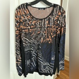 Nic and Zoe Patterned Cotton Rayon Sweater Top